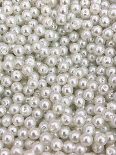 Perles de verre 8mm 100Gr Pack environ 160 perles, perles de verre blanc