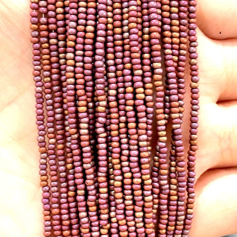 Perles de rocaille Preciosa 11/0 14600 Tango marron opaque mat arc-en-ciel -PRCS11/0-146