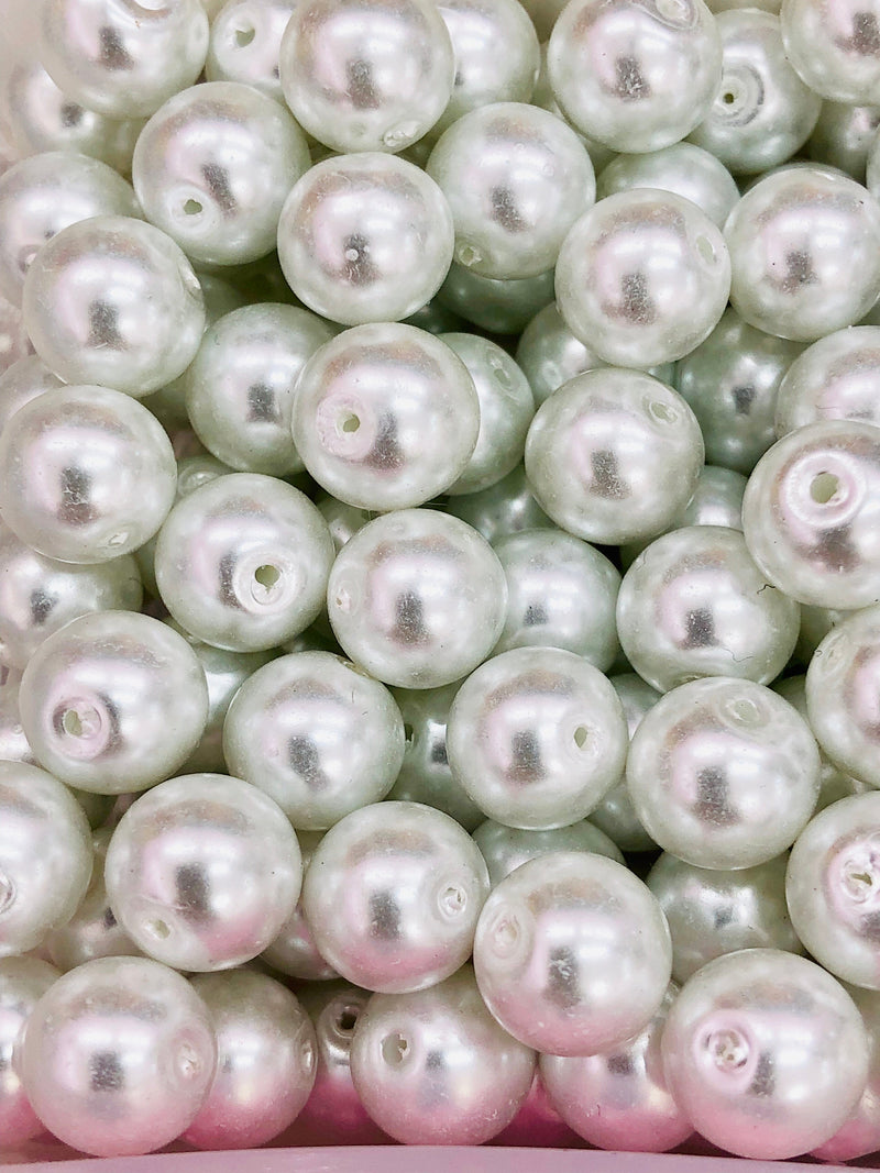 Perles de verre 8mm 100Gr Pack environ 160 perles, perles de verre blanc