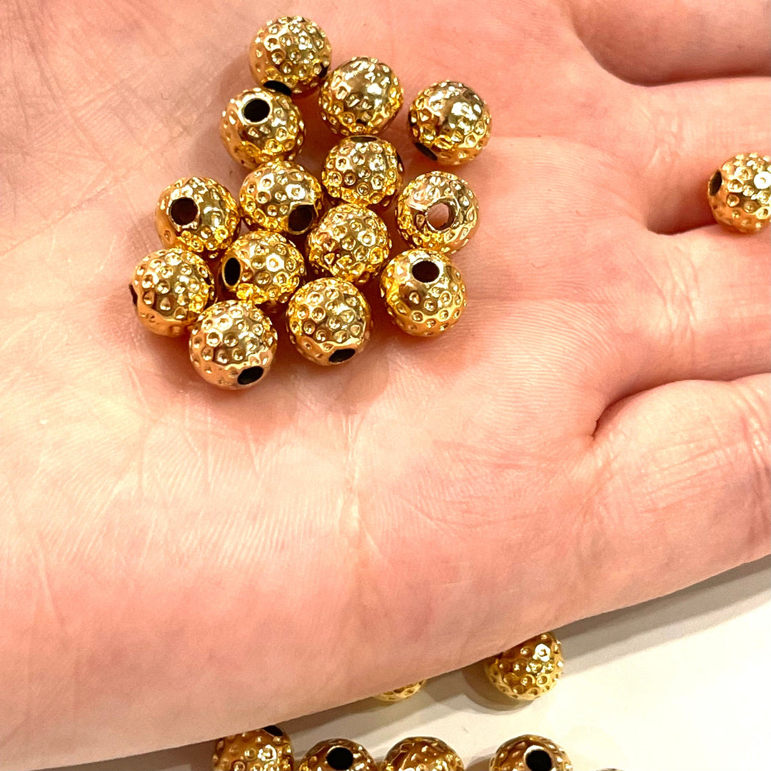 NEW! 24Kt Shiny Gold Plated 8mm Balls ,Gold Spacer Balls,Gold Spacer Beads, 10 pcs in a pack,
