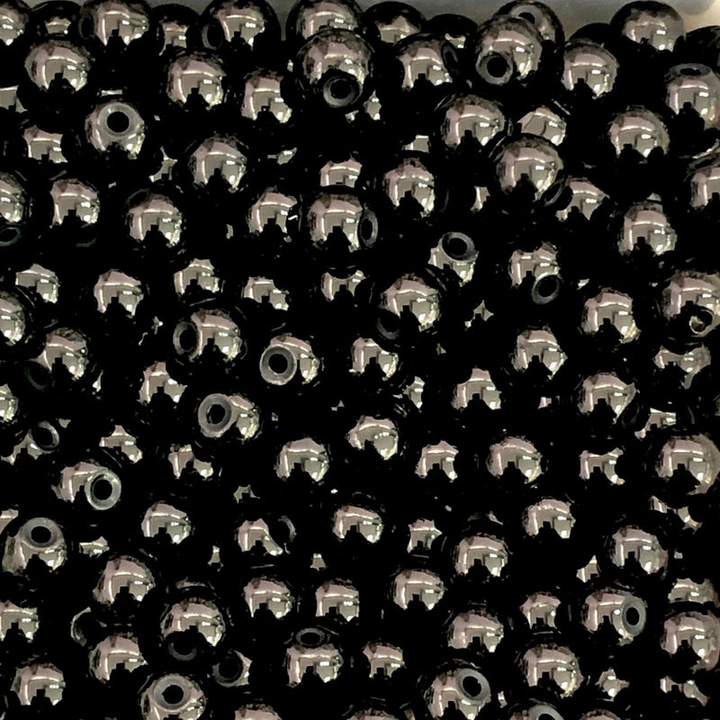Schwarze Glasperlen, 6 mm, 100 g, ca. 350 Perlen, schwarze Glasperle