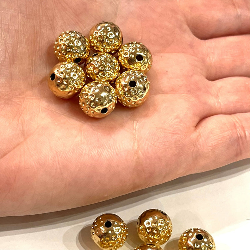 NEW! 24Kt Shiny Gold Plated 12mm Balls ,Gold Spacer Balls,Gold Spacer Beads, 10 pcs in a pack,