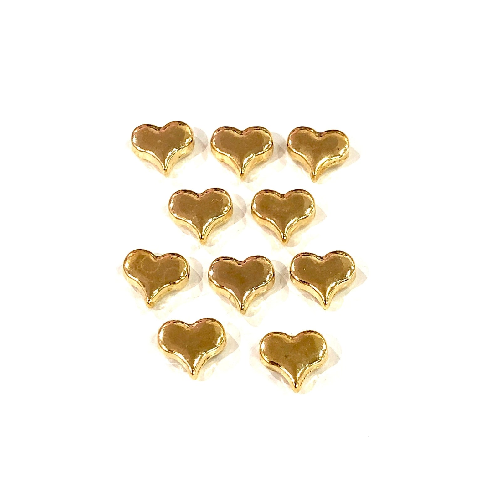 Gold Plated Heart Charms, 24KT Gold Plated Heart Spacer Charms,