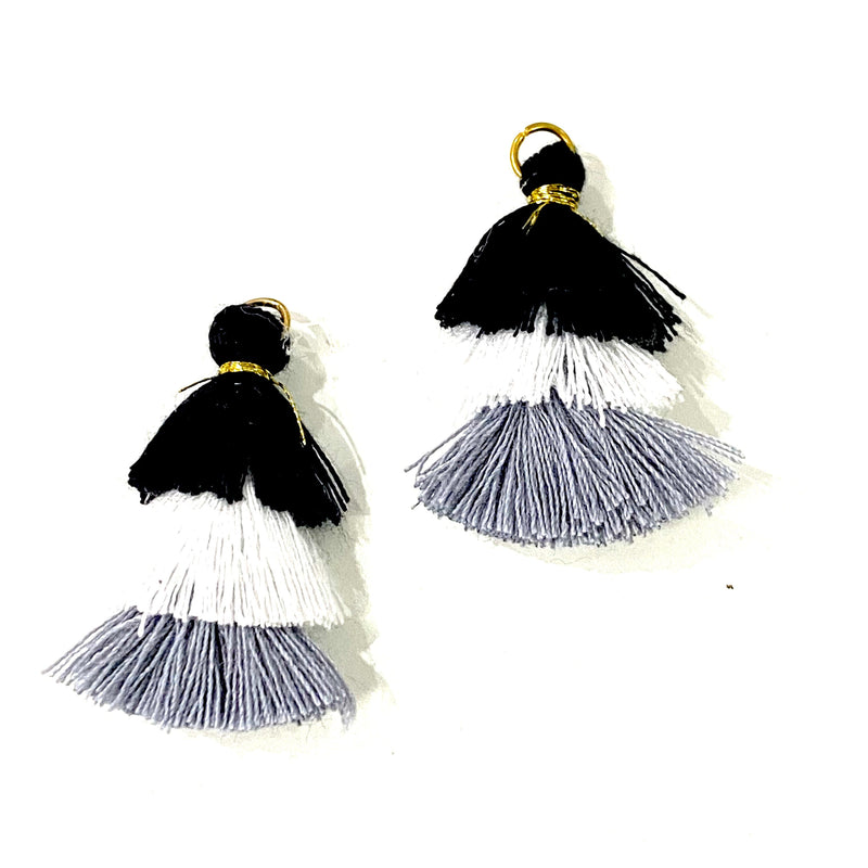 Three Tiered Tassels, Triple Fringe Jewelry Pendants, 2 pcs per order