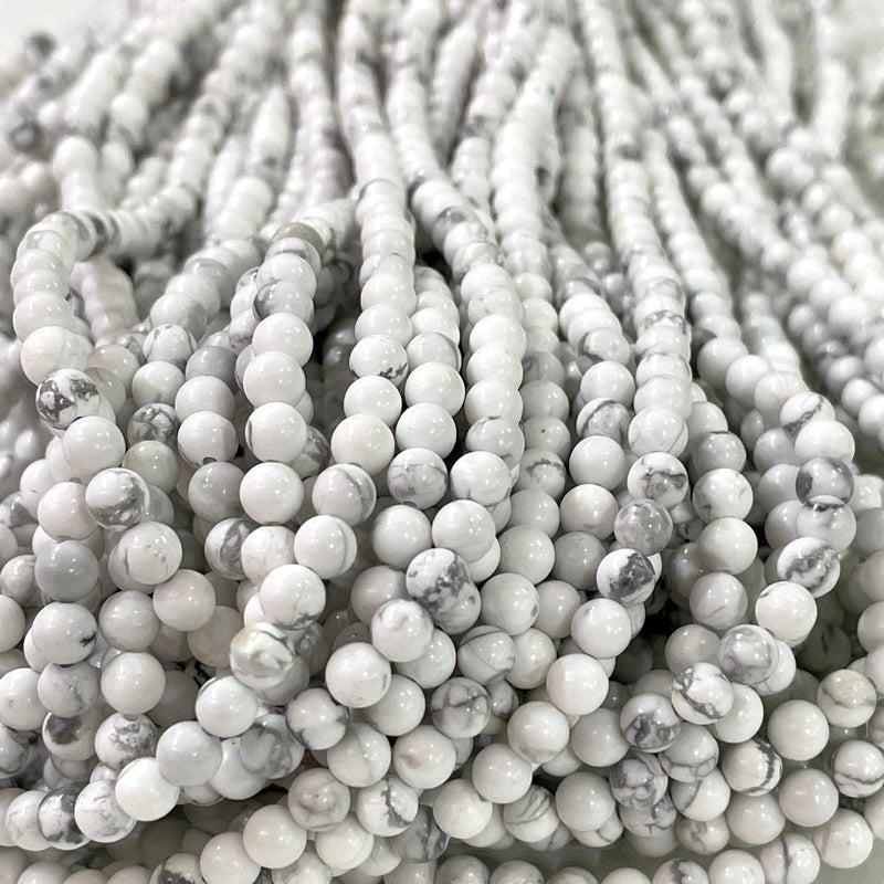 Perles de pierre gemme Howlite blanche de 4,5 mm, 95 perles