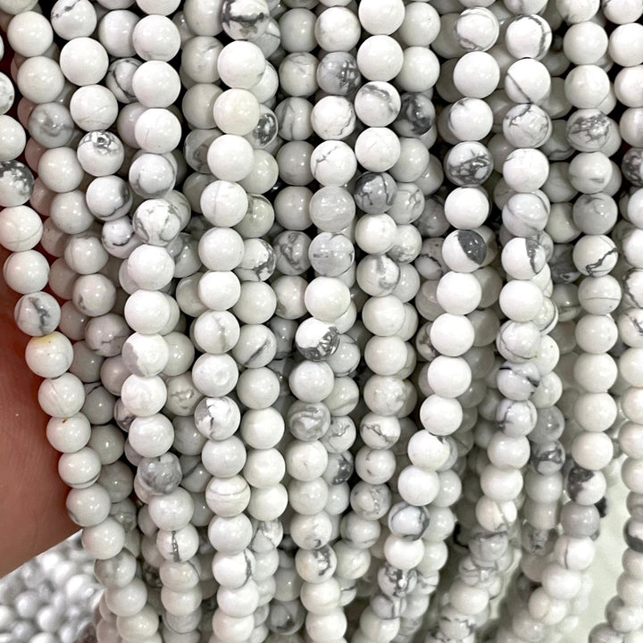 4.5mm White Howlite Gemstone Beads, 95 beads