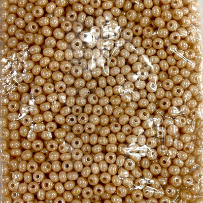Preciosa Seed Beads 6/0 Rocailles-Round Hole 100 gr, 46085 Chalkwhite-Yellow Brown Lustered