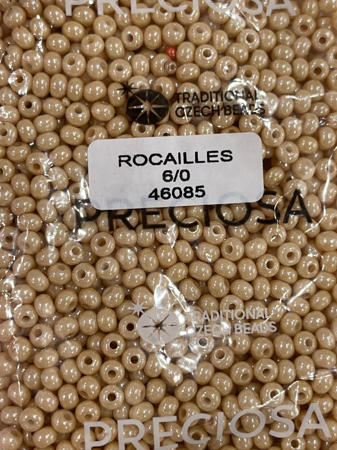 Preciosa Seed Beads 6/0 Rocailles-Round Hole 100 gr, 46085 Chalkwhite-Yellow Brown Lustered