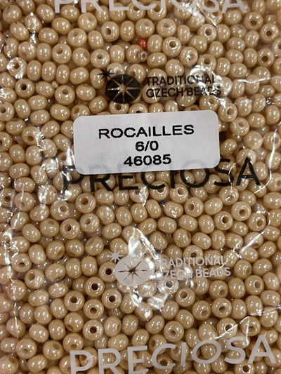 Preciosa Seed Beads 6/0 Rocailles-Round Hole 100 gr, 46085 Chalkwhite-Yellow Brown Lustered