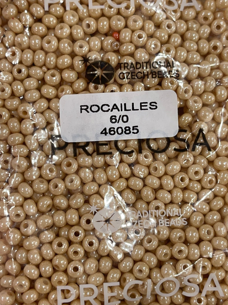 Preciosa Rocailles 6/0 Rocailles-Rundloch 100 gr, 46085 Kreideweiß-Gelb Braun Lüster