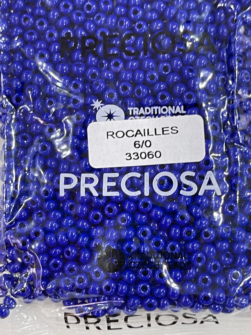Perles de Rocailles Preciosa 6/0 Rocailles-Trou Rond 100 gr, 33060 Bleu Opaque