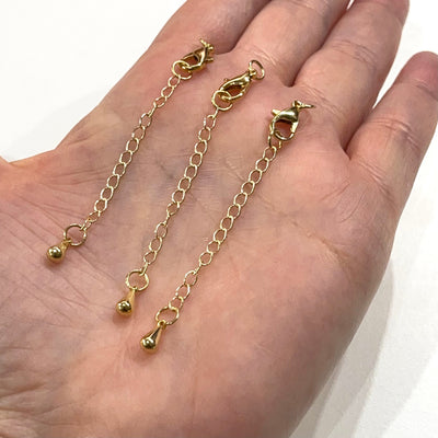 24Kt Gold Plated 2 Inch Chain Extender With Lobster Clasp and Drop Charm