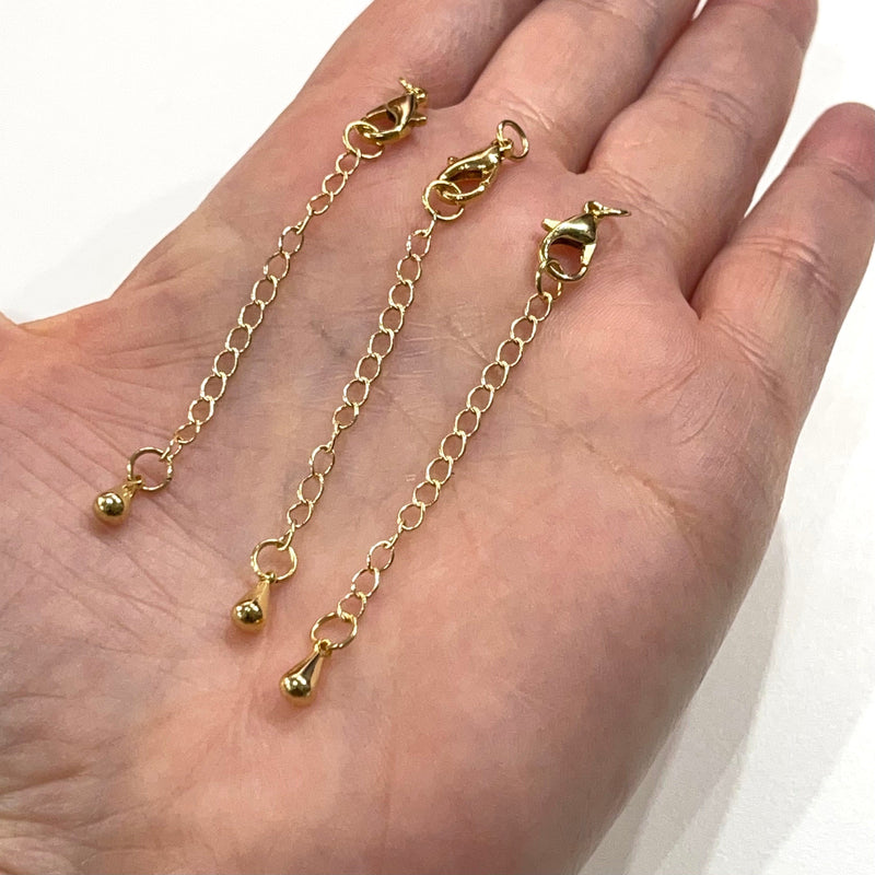 Rallonge de chaîne plaquée or de 2 pouces avec breloque en forme de cœur