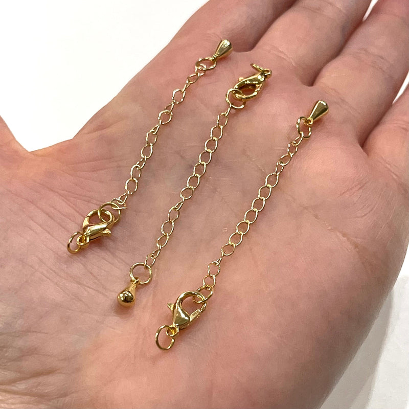 24Kt Gold Plated 2 Inch Chain Extender With Lobster Clasp and Drop Charm