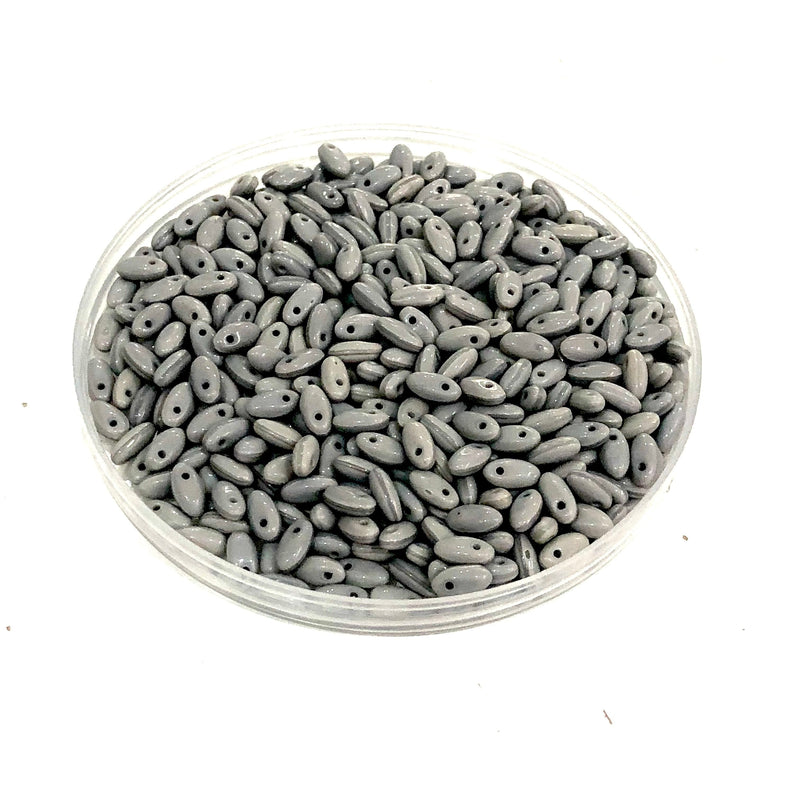 Opaque Grey Rice Beads, Glass Rice Beads,Glass Beads, 50 gr pack
