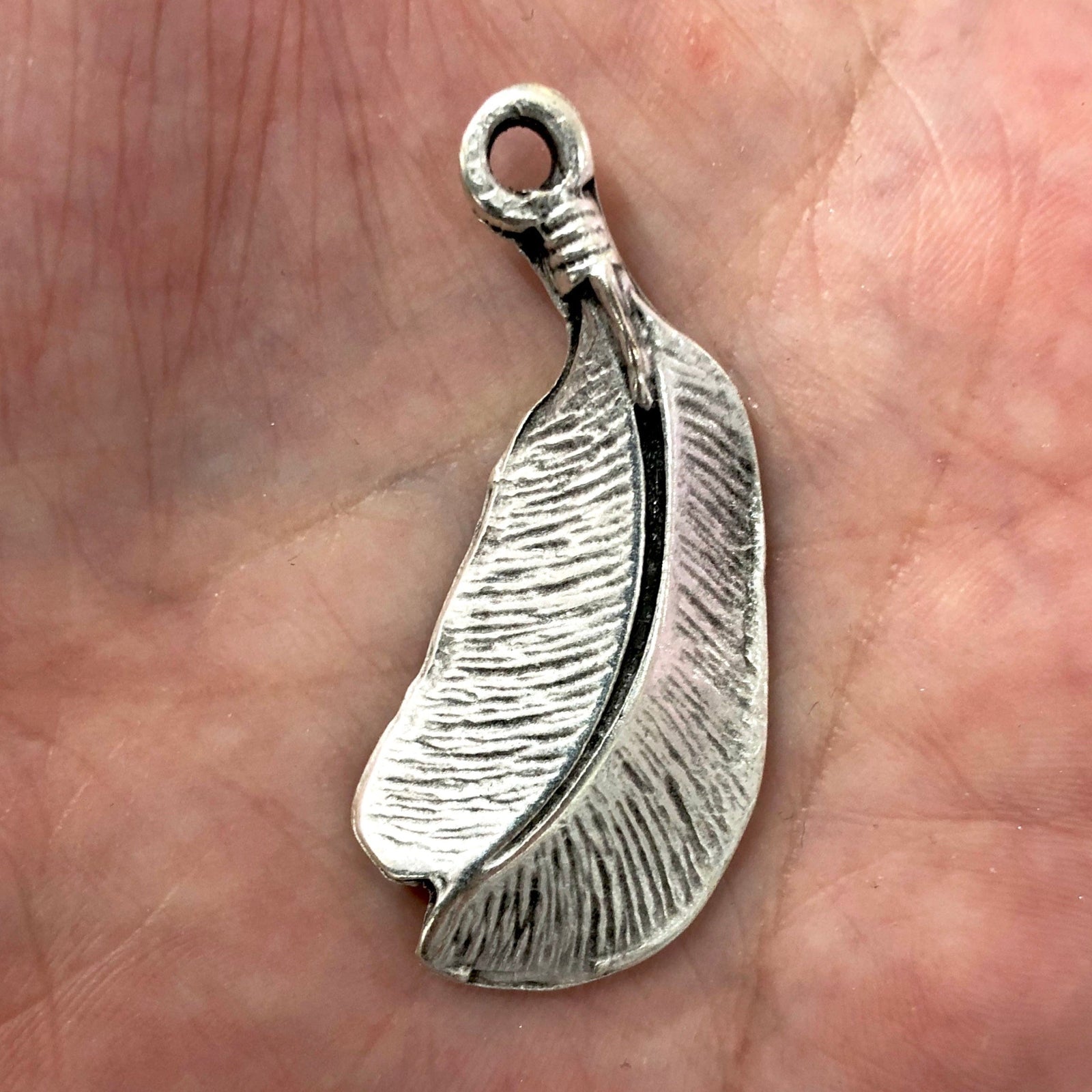 Antique Silver Plated Large Leaf Pendant, Large Silver Leaf, Large Silver Pendant