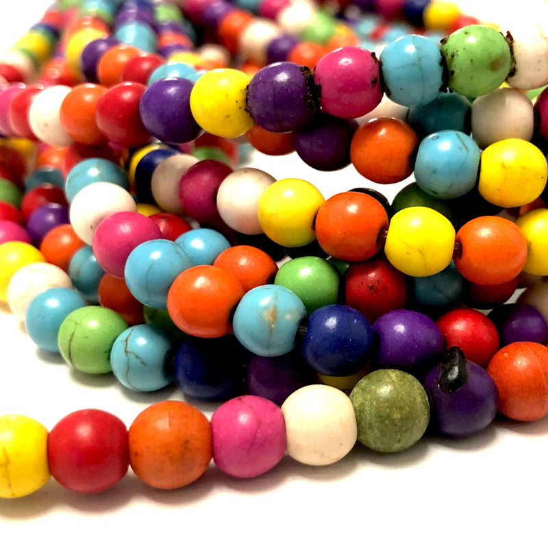 Perles Howlite Multicolore 6mm, 65 Perles