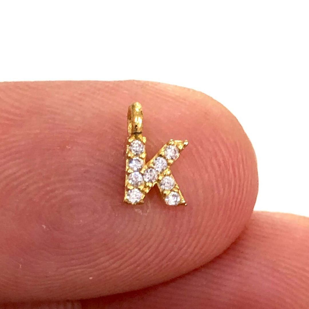 24Kt Gold Plated Brass Micro Pave Initial Charms