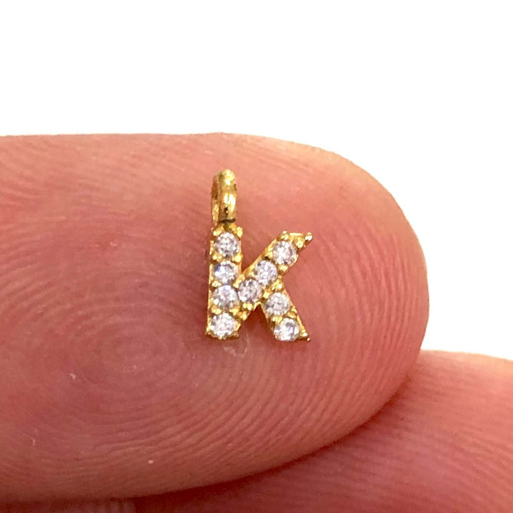 24Kt Gold Plated Brass Micro Pave Initial Charms