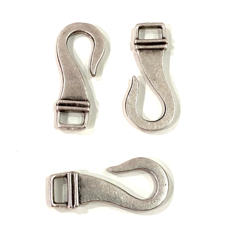 Charmes de crochet plaqués argent antique, breloques de crochet plaqué argent