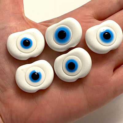 Large Hole Evil Eye Resin Beads, 29mm Beads, 6mm Hole, 5 Beads in a Pack