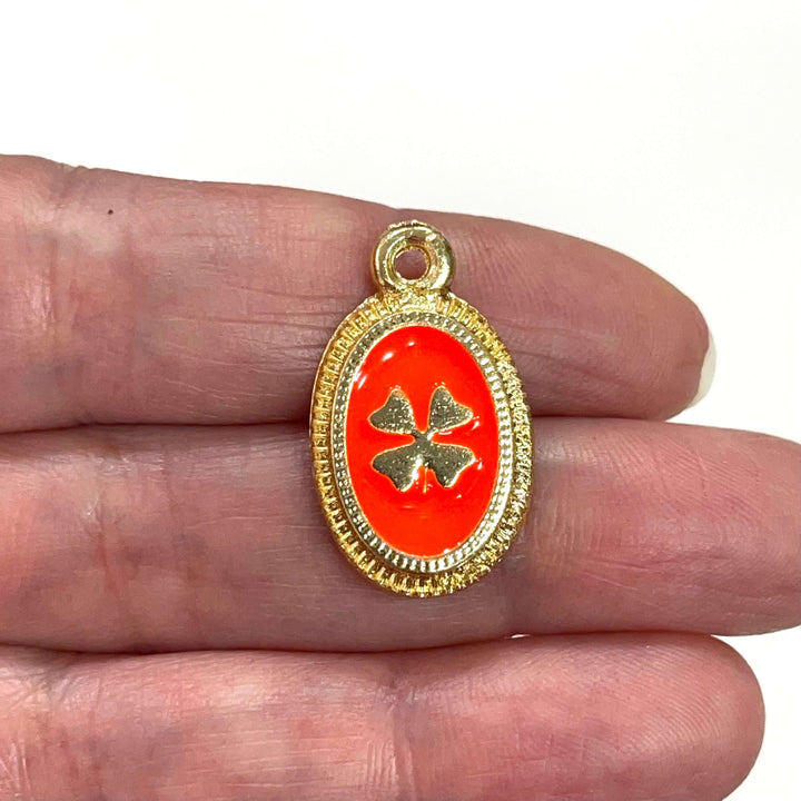 24Kt Gold Plated Enamelled Clover Pendant