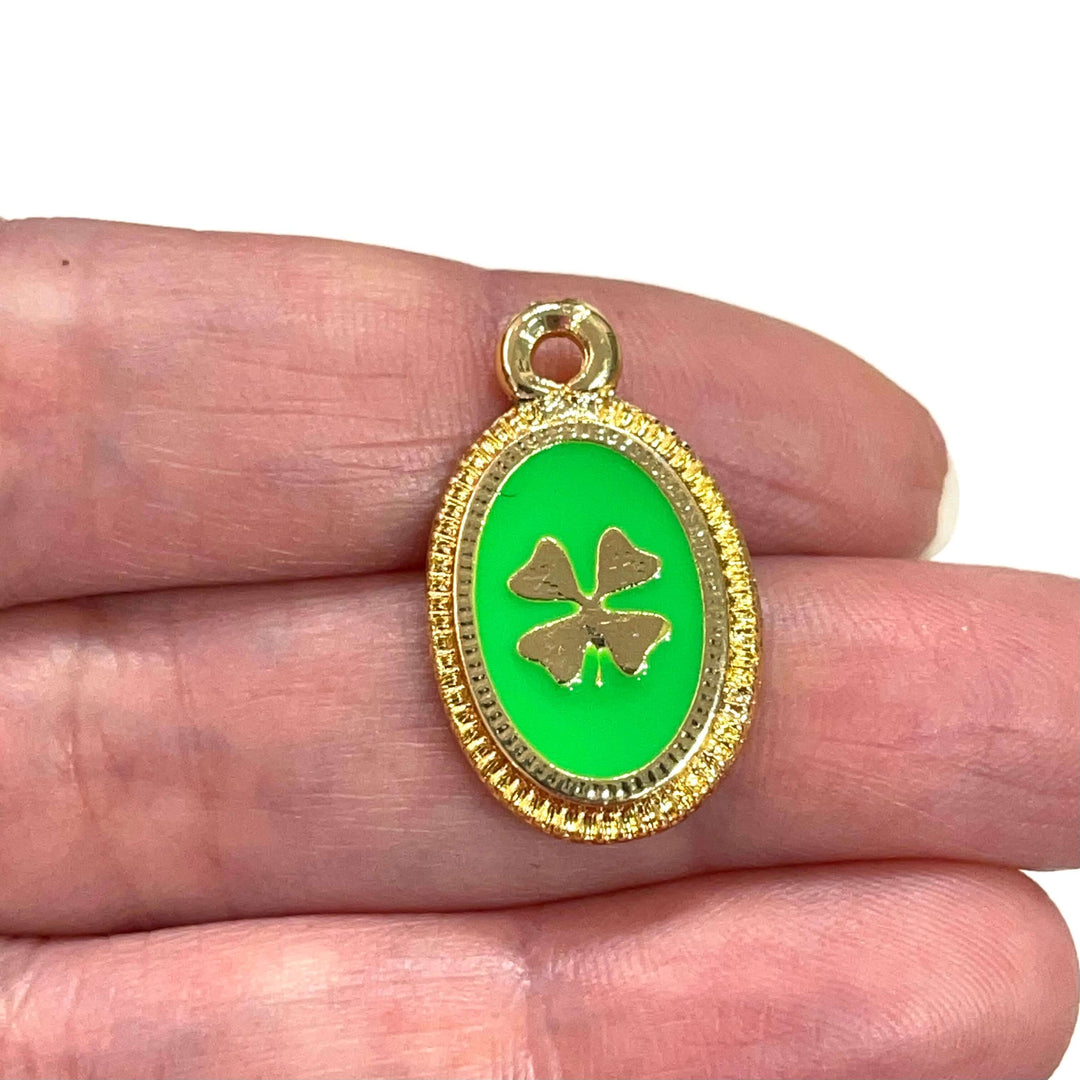 24Kt Gold Plated Enamelled Clover Pendant