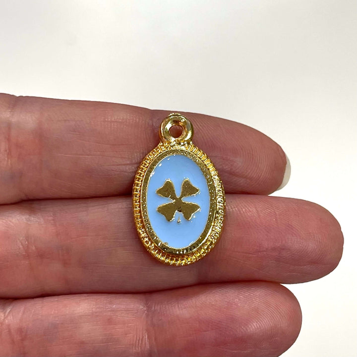 24Kt Gold Plated Enamelled Clover Pendant
