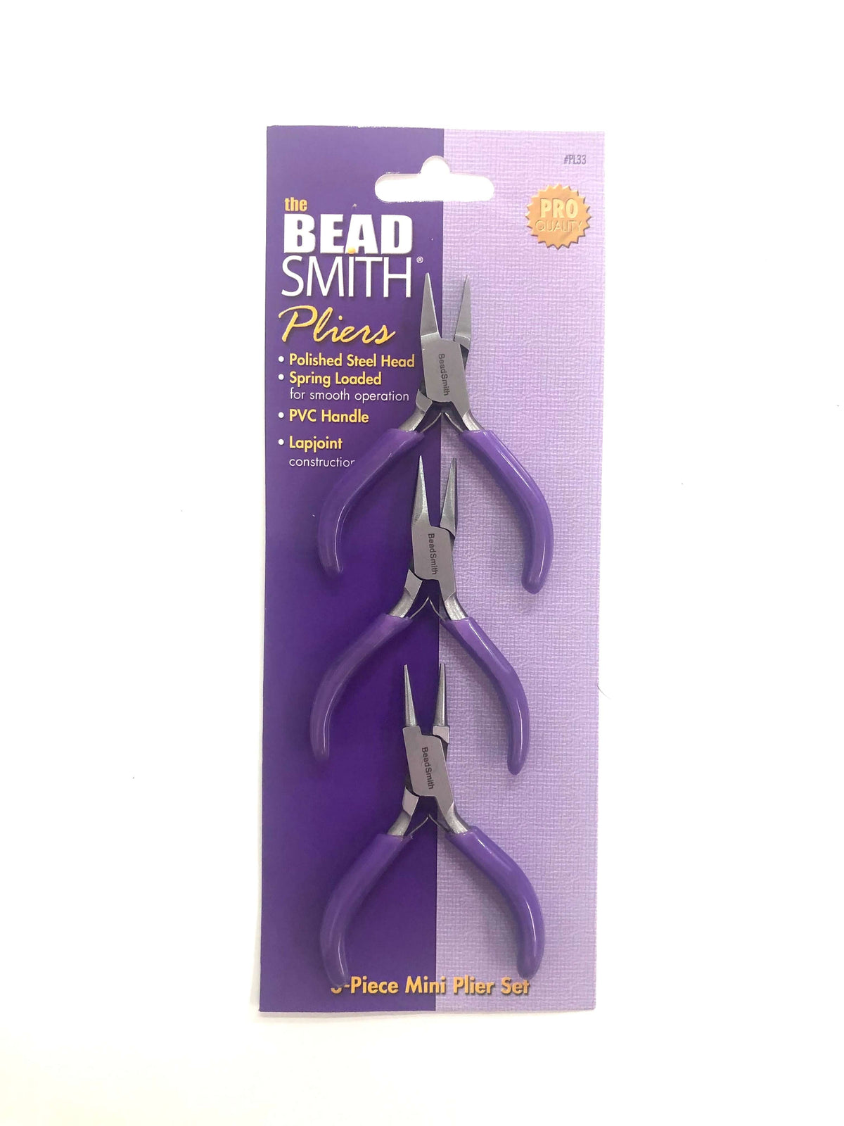 3 Piece Mini Plier Set With Purple Handles, Beadsmith Plier Set