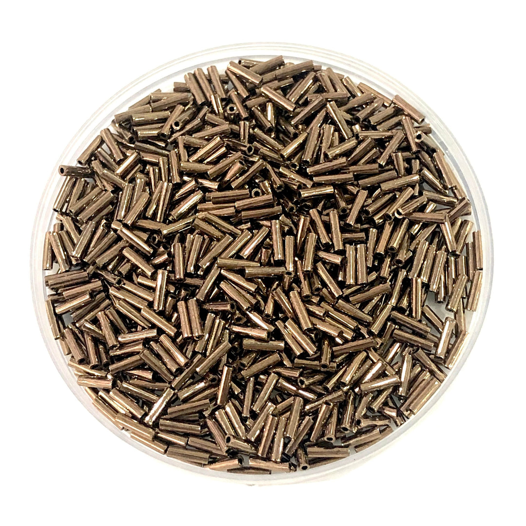 Miyuki Bugles size 6mm 0457 Metallic Dark Bronze 10 grams.