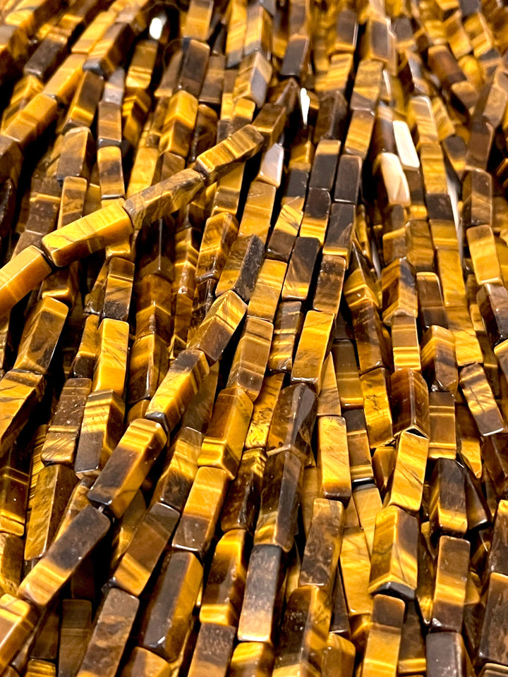 Tiger Eye 13x4mm Quadrangular Natural Gemstone Beads, Tiger Eye Quadrangular Beads, 30 Beads