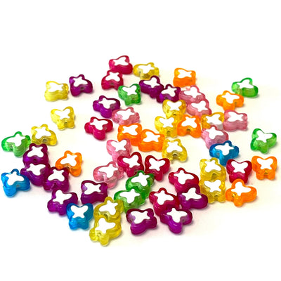 Acrylic Butterfly Beads, 10mm Acrylic Butterfly Beads, 50 Gr Pack, Approx 175 Beads in a Pack