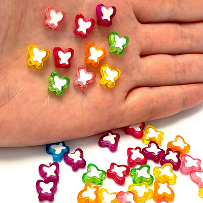 Acrylic Butterfly Beads, 10mm Acrylic Butterfly Beads, 50 Gr Pack, Approx 175 Beads in a Pack