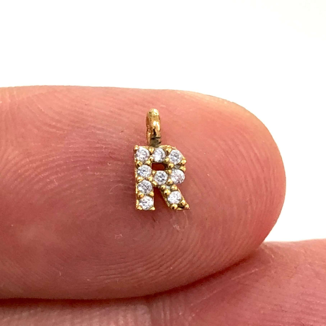 24Kt Gold Plated Brass Micro Pave Initial Charms