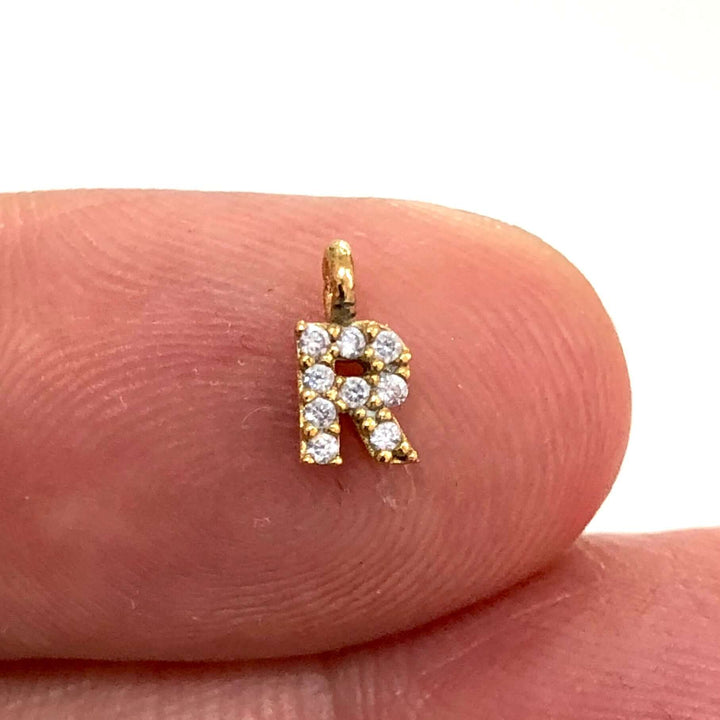 24Kt Gold Plated Brass Micro Pave Initial Charms