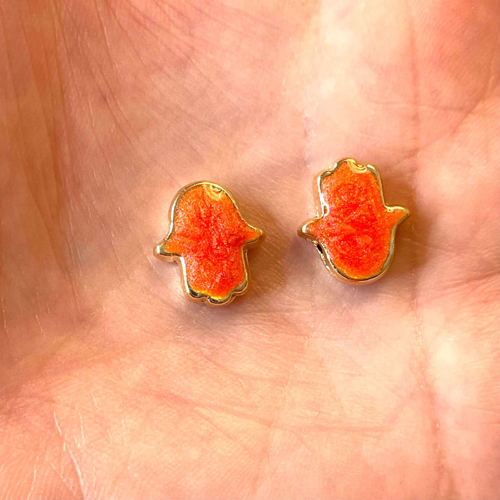 24Kt Gold Plated Enamelled Hamsa Spacer Charms, 2 pcs in a pack