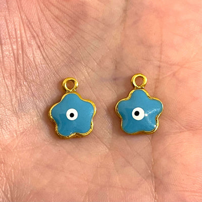 24Kt Gold Plated Brass Evil Eye Charms, 2 pcs in a pack£1.5