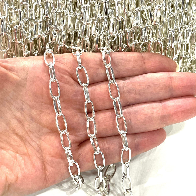 Chaîne à maillons en plaqué argent, chaîne en argent à maillons ouverts de 12 x 6 mm