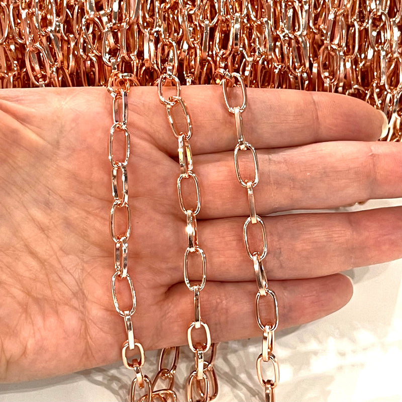 Rose Gold Plated Link Chain, 12x6 mm Open Link Rose Gold Chain
