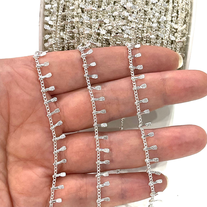 Silver Plated Brass 1.5mm Soldered Chain With 6mm Drops, 3.3 Feet, 1 Meter