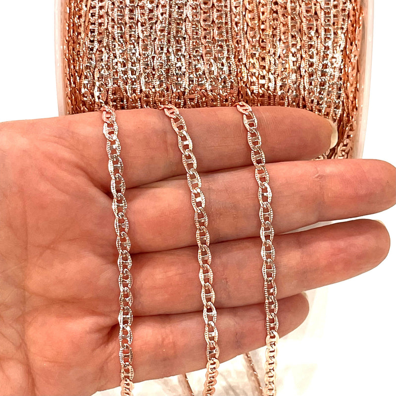 Gelötete Kette aus rosévergoldetem Messing, 3,5 mm vergoldete Kette,