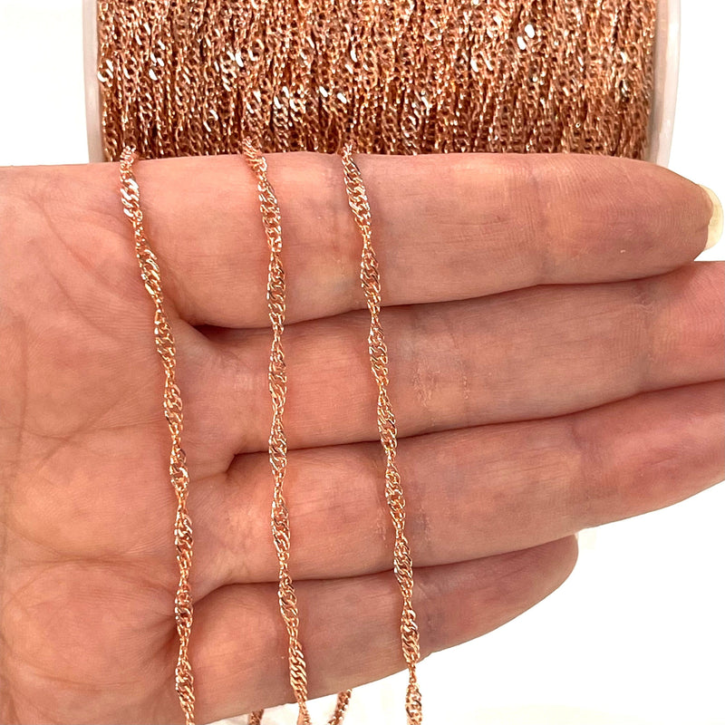 Rose Gold Plated Spanish Soldered Chain, 2mm Rose Gold Plated Necklace Chain