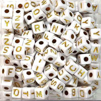 10mm Acrylic Cube Alphabet Beads, 100 pcs in a pack