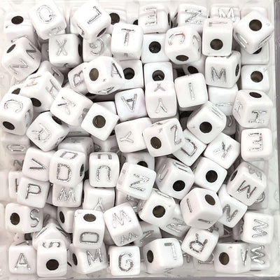 10mm Acrylic Cube Alphabet Beads, 100 pcs in a pack