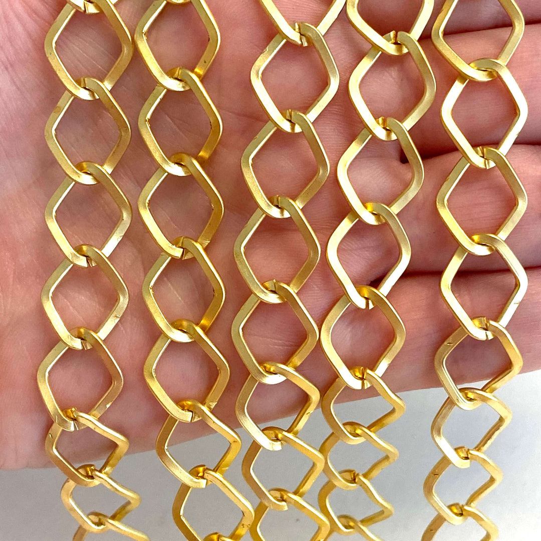 15mm 22Kt Matte Gold Plated Chain, Gold Plated Necklace Chain,