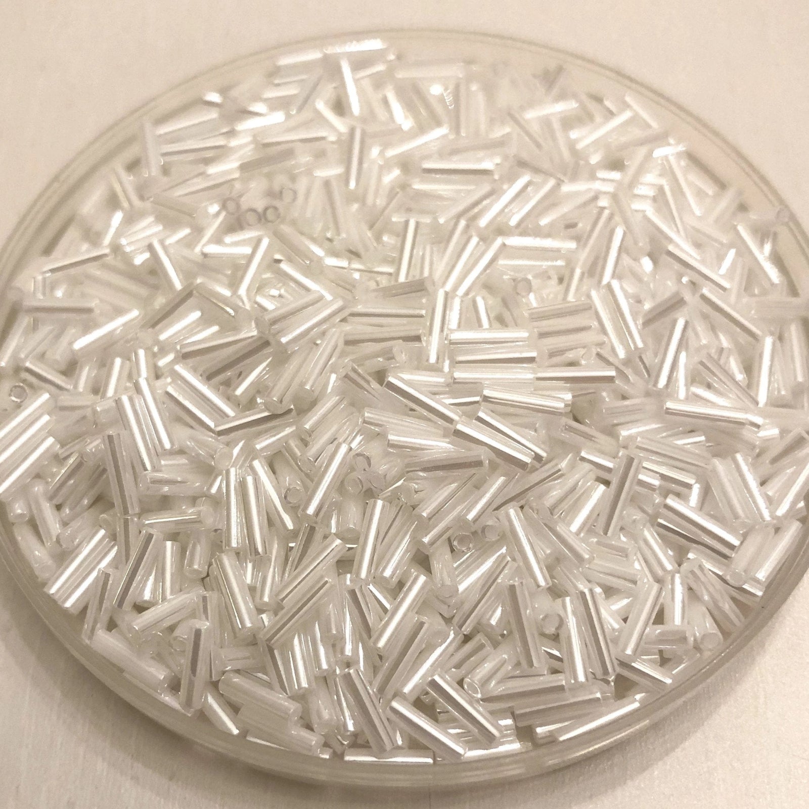 Miyuki Bugles size 6mm 0528 White Ceylon 10 grams.