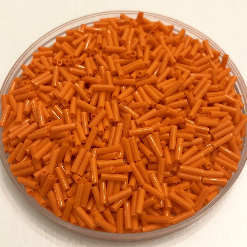 Miyuki Bugles size 6mm 0406 Opaque Orange  10 grams.