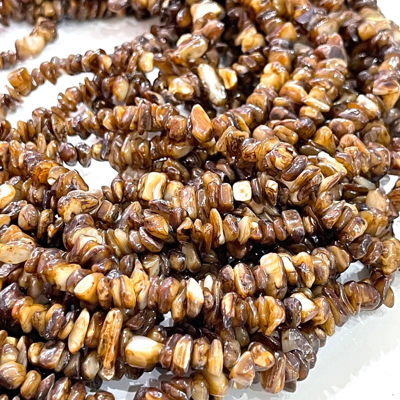 80 cm strand Colored Shell smooth stick beads, freeform shells, long strand 31&