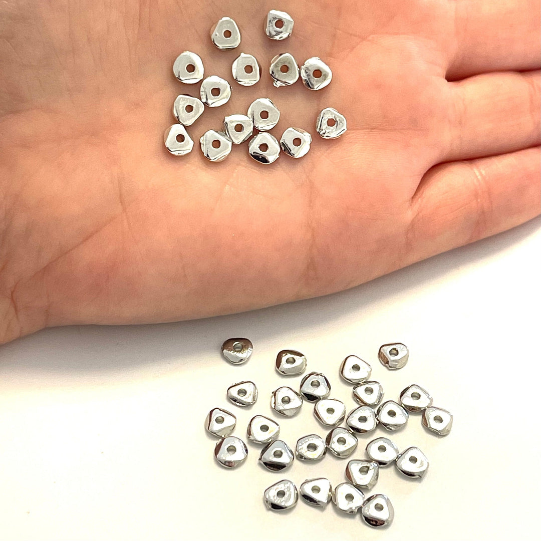 Rhodium Plated 6mm Brass Spacers, 10 Pcs in a Pack