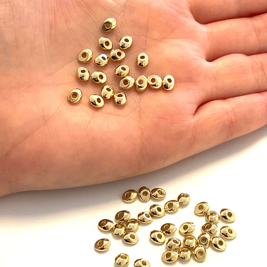 10 pcs 24Kt Shiny Gold Plated Spacer Charms, 24Kt Shiny Gold Plated Brass Spacers